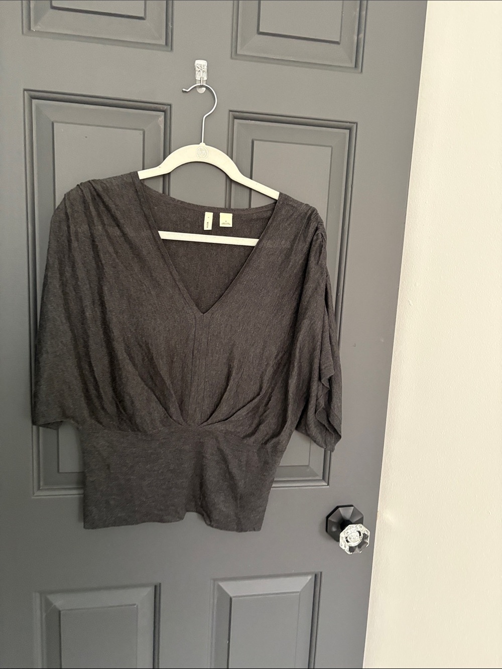 Anthropologie Charcoal Gray V-Neck Dolman Top